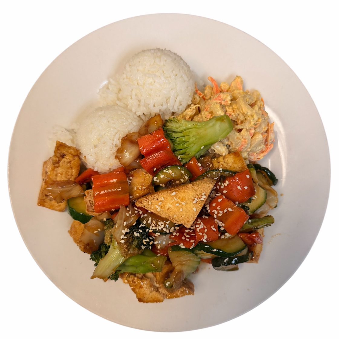 Teriyaki Tofu with Mixed Veggies.